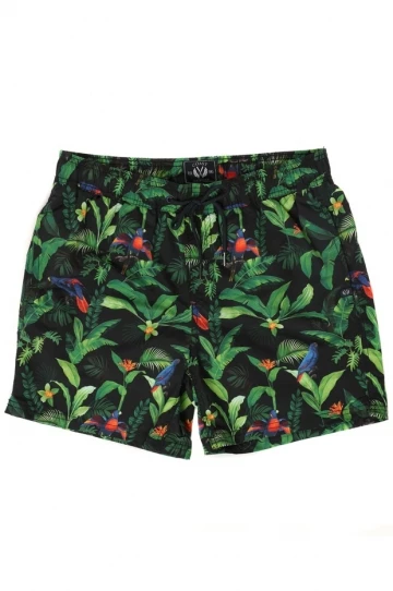 Coast Mens Tropical Lorikeet Boardshort Black/Green 1 Coast Mens Tropical Lorikeet Boardshort Black/Green