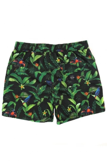 Coast Mens Tropical Lorikeet Boardshort Black/Green 2 Coast Mens Tropical Lorikeet Boardshort Black/Green - Image 2