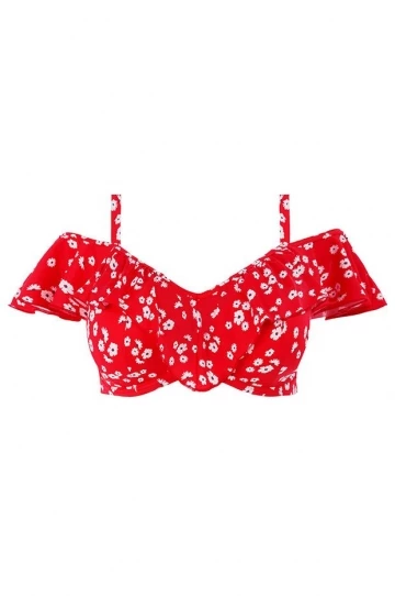 Elomi Plain Sailing F Cup Frill Bra Red 5 Elomi Plain Sailing F Cup Frill Bra Red - Image 5