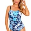 Femme De La Mer Magic Garden Mastectomy Bandeau One Piece Blue/Navy