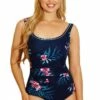 Femme De La Mer Tropicana Mastectomy Ruched One Piece Navy