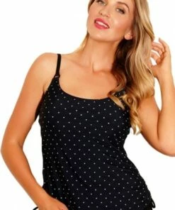 Femme De La Mer Spot On Mastectomy Tie Side Tankini Separate Black