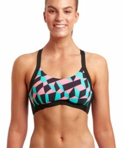 Funkita Step Up DD/E Cup Hold Steady Crop Black/Pink
