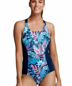Funkita Tropical Bliss Brace Me Back One Piece Navy/Blue