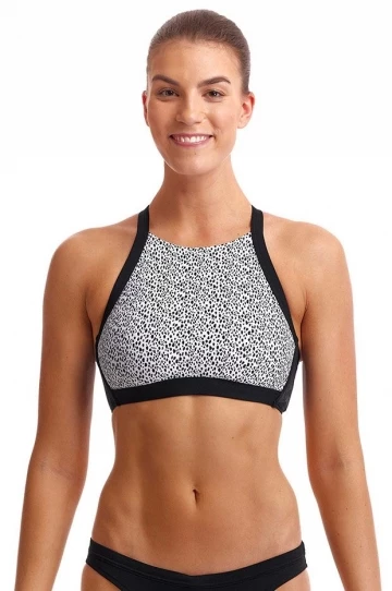 Funkita Speckled Hi Light Swim Top White/Black 1 Funkita Speckled Hi Light Swim Top White/Black
