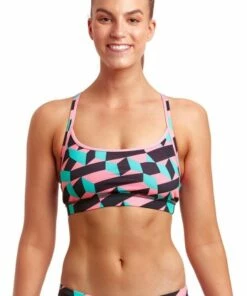 Funkita Step Up Sports Top Black/Pink