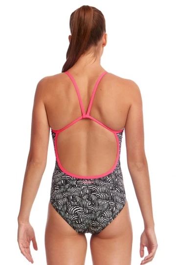 Funkita Zebra Crossing Eco Single Strap One Piece Black/White 2 Funkita Zebra Crossing Eco Single Strap One Piece Black/White - Image 2