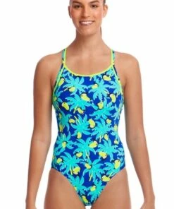 Funkita Bird Brain Eco Diamond Back One Piece Blue/Yellow