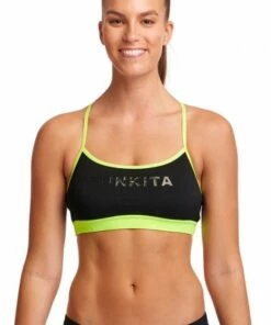 Funkita Stampd Swim Crop Top Black