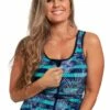 Funkita Palm Pilot DD/E Cup Zip Front Tankini Separate Blue/Navy