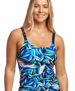 Funkita Gum Nuts Mastectomy Scoop Neck Tankini Separate Blue/Pink