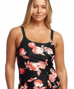 Funkita Rose Gardens Mastectomy Scoop Neck Tankini Separate Black