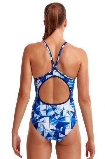 Funkita Fast Glass Diamond Back One Piece Blue/White 2 Funkita Fast Glass Diamond Back One Piece Blue/White - Image 2