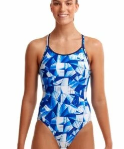 Funkita Fast Glass Diamond Back One Piece Blue/White