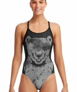 Funkita Bear Bum Diamond Back One Piece Black/White