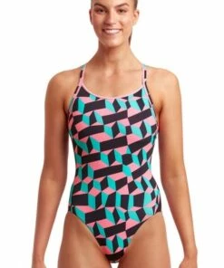 Funkita Step Up Diamond Back One Piece Black/Pink