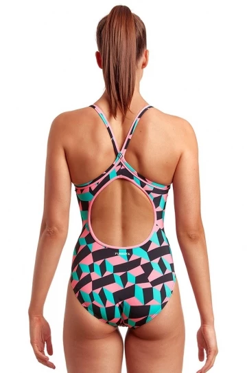 Funkita Step Up Diamond Back One Piece Black/Pink 2 Funkita Step Up Diamond Back One Piece Black/Pink - Image 2