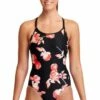 Funkita Rose Garden Diamond Back One Piece Black