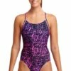 Funkita Spray Cool Diamond Back One Piece Black/Purple