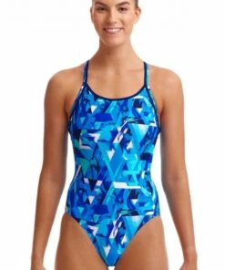 Funkita Bashed Blue Diamond Back One Piece Blue