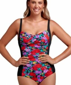 Funkita Wild Roses Grow Ruched One Piece Black/Multi
