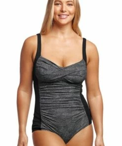 Funkita In Grained Ruched One Piece Black