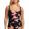 Funkita Rose Garden DD/E Cup Twist Front One Piece Black