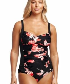 Funkita Rose Garden DD/E Cup Twist Front One Piece Black