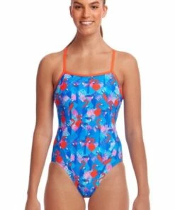 Funkita Flaming Vegas Single Strap One Piece Blue/Red
