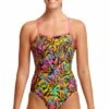 Funkita Large Lillies Single Strap One Piece Orange/Pink