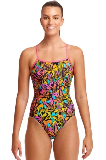 Funkita Large Lillies Single Strap One Piece Orange/Pink 1 Funkita Large Lillies Single Strap One Piece Orange/Pink