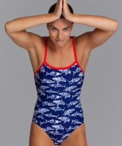 Funkita Rompa Chompa Single Strap One Piece Navy/White -Cheap Swimweargalore Store fnk15l71334.910 funkita rompa chompa single strap one piece 3