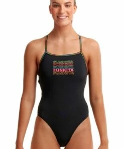 Funkita Lined Up Strapped In One Piece Black