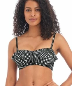 Freya Check In F Cup Frill Bandeau Black/White -Cheap Swimweargalore Store fre201910e.905 freya check in e cup frill bandeau 3 1