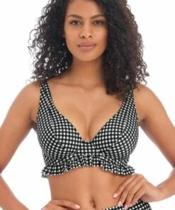 Freya Check In E Cup High Apex Frill Bra Black/White