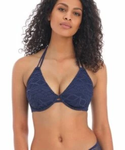 Freya Sundance E Cup Plunge Halter Black -Cheap Swimweargalore Store fre3971e freya sundance e cup plunge halter 1 3