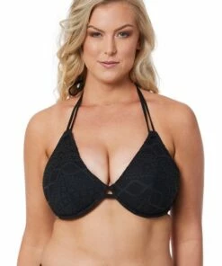 Freya Sundance F Cup Plunge Halter Black