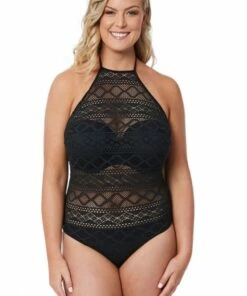 Freya Sundance E Cup High Neck One Piece Black -Cheap Swimweargalore Store fre3974e freya sundance e cup high neck one piece black front