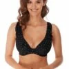 Freya Jewel Cove F Cup Frill Plunge Bra Black