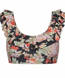Capriosca Peaches And Cream Double Frill Bra Black/Red -Cheap Swimweargalore Store frill bra