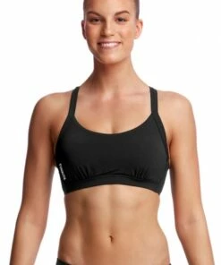 Funkita Still Black Hold Steady Crop Top Black