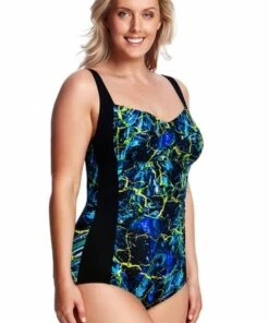 Funkita Midnight Marble Ruched One Piece Midnight