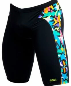 Funky Trunks Mens Paper Cut Jammer Black/Multi