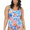 Gold Coast Swim Oriental Oasis Grace Ruched One Piece Blue
