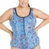 Genevieve Florence Mastectomy Zip Front One Piece Blue
