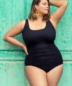 Genevieve Aztec Jacquard F/G Cup Tank One Piece Black -Cheap Swimweargalore Store gencr1998fgaj.001