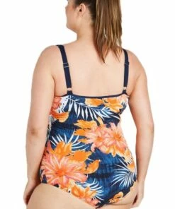 Genevieve Coral Palm F/G Cup Tank One Piece Black/Coral -Cheap Swimweargalore Store gencr1998fgcp.062 genevieve coral palm f g cup tank one piece1