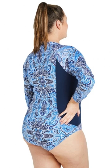 Genevieve Florence Zip Sunsuit Blue 2 Genevieve Florence Zip Sunsuit Blue - Image 2