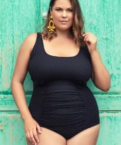 Genevieve Aztec Jacquard F/G Cup Tank One Piece Black -Cheap Swimweargalore Store genevieve