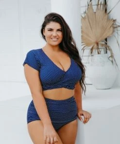 Capriosca Dots Moulded Frill Wrap Bra Navy/White -Cheap Swimweargalore Store img 0639 1